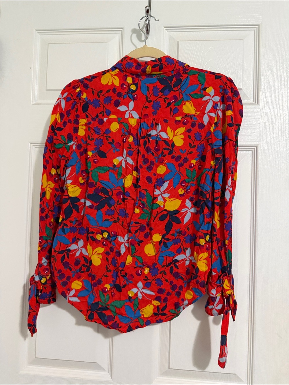 Anthropologie Red Floral Maeve Button-Front Blouse - Picture 5 of 5